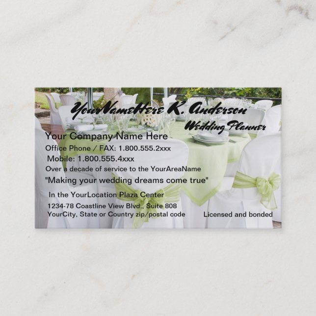 Pretty Weddings Wedding Planner Business Card (Front)