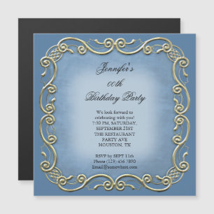 Pretty WedgeWood Antique Scroll Birthday Party Magnetic Invitation