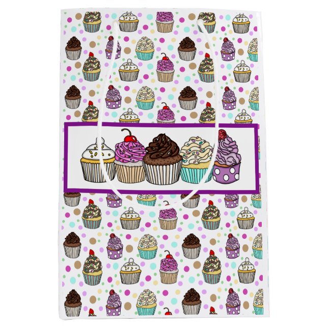 Pretty Whimsical Cupcakes   Medium Gift Bag (Front)