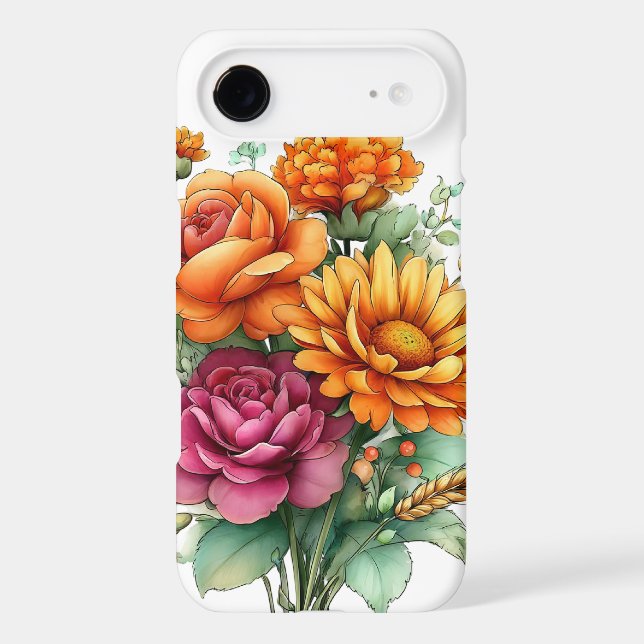 PRETTY WHIMSICAL ORANGE & PINK FALL FLOWERS (Back)