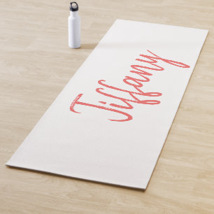 Pretty White and Coral Yoga Mat