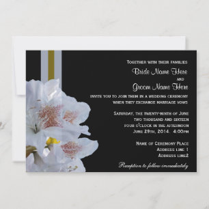 Pretty white azalea flowers wedding invitations