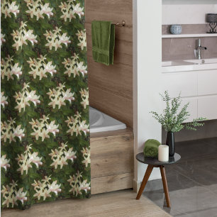 Pretty White Azaleas Floral Pattern Shower Curtain