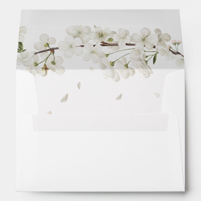 Pretty White Blossom Floral Return Address Envelope (Back (Bottom))