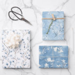Pretty White Blue Flowers Bridal Shower Wrapping Paper Sheet<br><div class="desc">Pretty Chic White Blue Flowers</div>