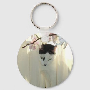 Pretty White Cat Key Ring