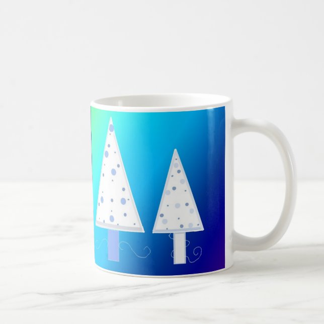 Pretty White Christmas Trees Coffee Mug (Right)