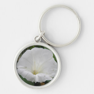 Pretty White Convolvulus Flower Keychain