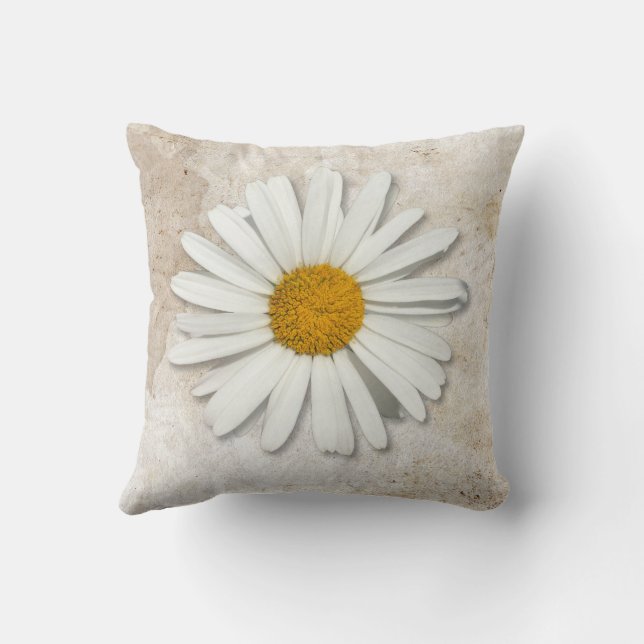 Pretty White Daisy Flower Blossom - Floral Fashion Cushion (Back)