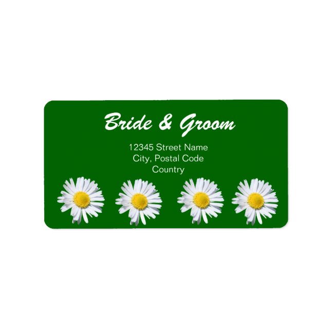 pretty white daisy flowers address label (Front)