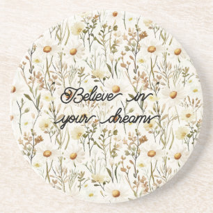 Pretty White Daisy Flowers Birthday Coaster