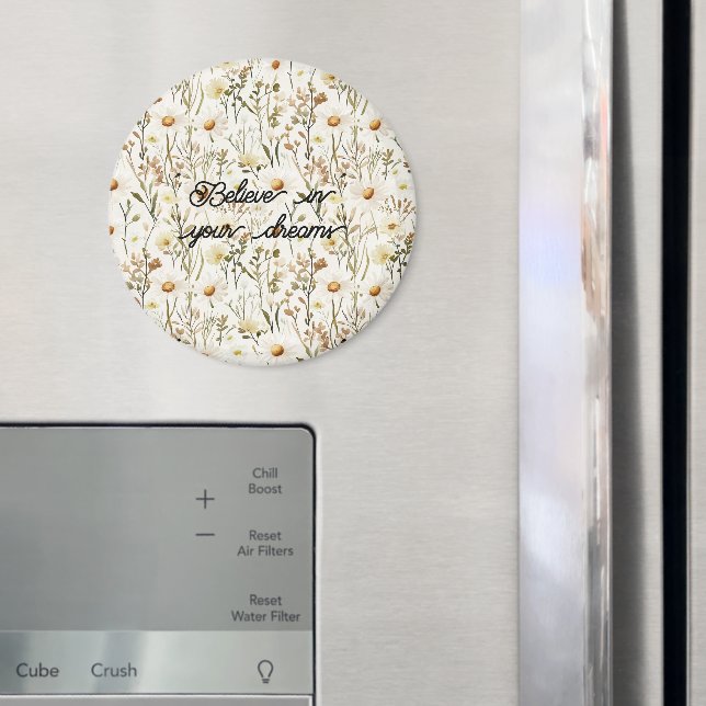 Pretty White Daisy Flowers Birthday Magnet (In Situ (Fridge))