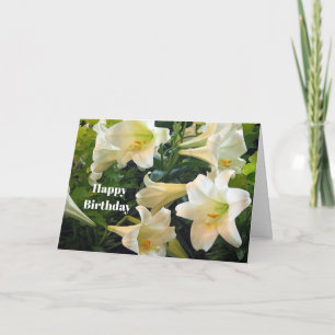 Pretty White Easter Lilies Floral Photo Birthday Card