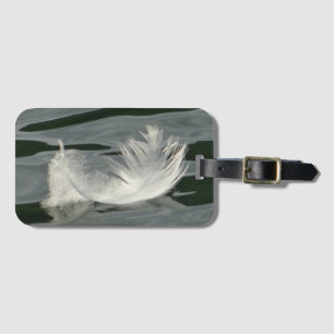 Pretty white feather luggage tag