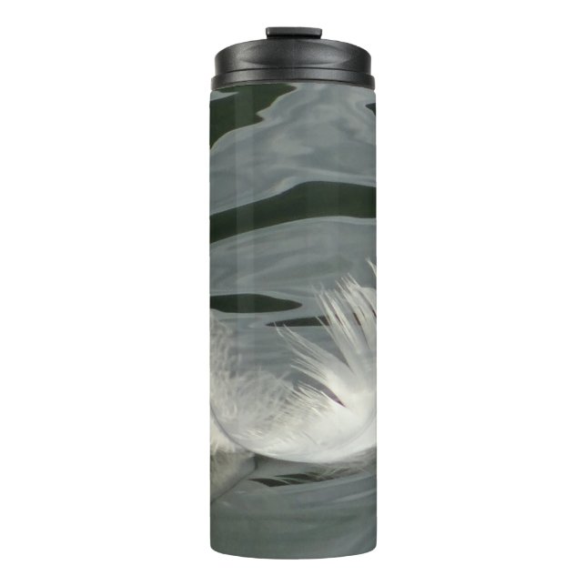 Pretty white feather thermal tumbler (Front)