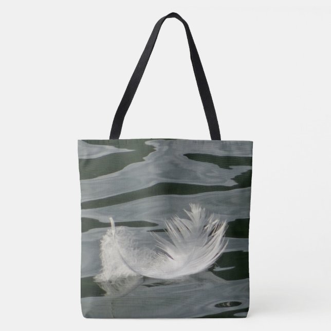 Pretty white feather tote bag (Front)