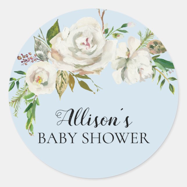 Pretty White Floral Baby Shower Envelope Seal (Front)