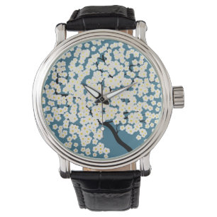 Pretty White Flowers Blossom Tree Art Watch