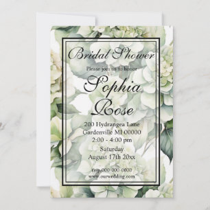 Pretty white green watercolor floral bridal shower invitation