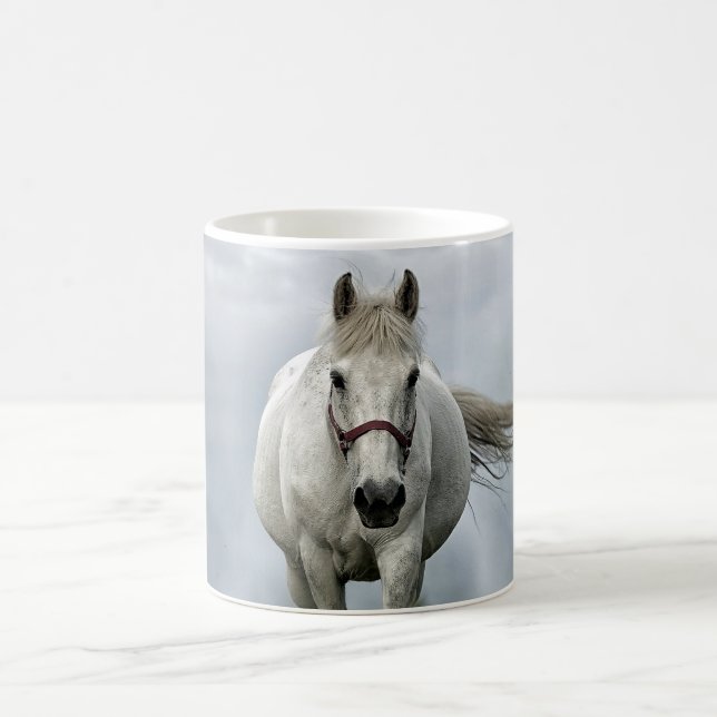 Pretty White Horse Cloud Photo Coffee Mug (Center)