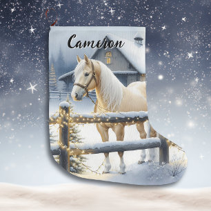 Pretty White Horse Personalised Christmas Large Christmas Stocking