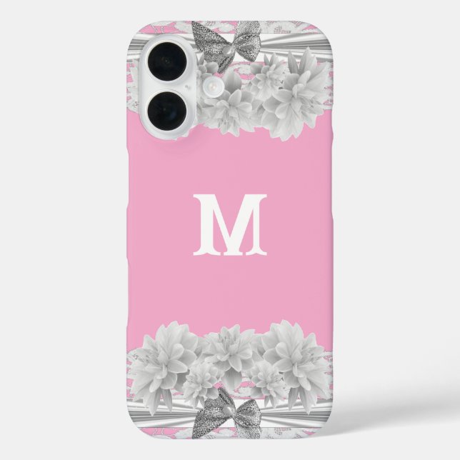 Pretty white lace monogram Case-Mate iPhone case (Back)
