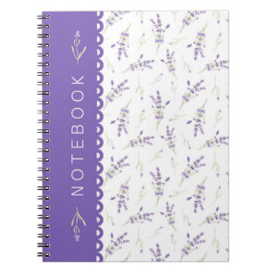 Pretty White & Lavender Floral Aesthetic Notebook