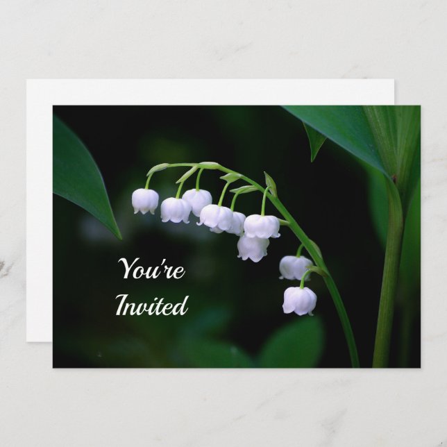 Pretty White Lily of the Valley Floral Birthday Invitation (Front/Back)