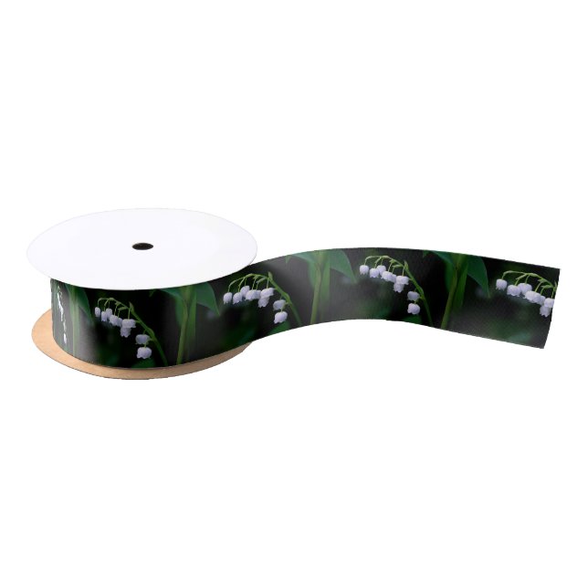 Pretty White Lily of the Valley Floral Photo Satin Ribbon (Spool)