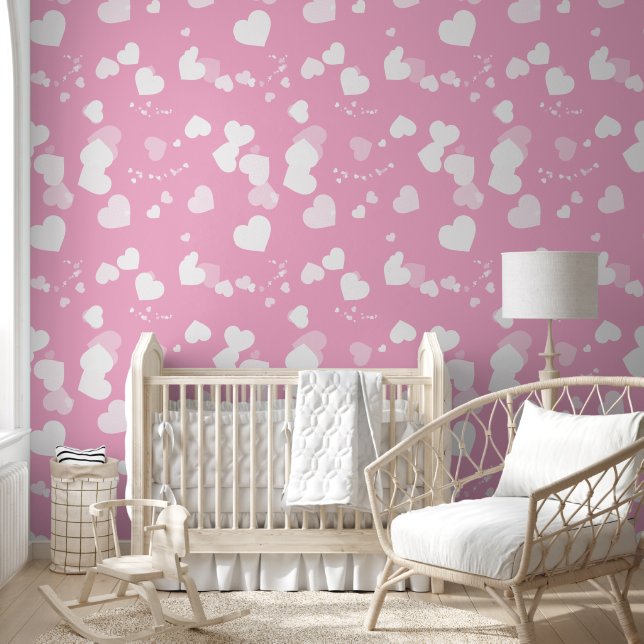 Pretty white love hearts wallpaper (Kids)