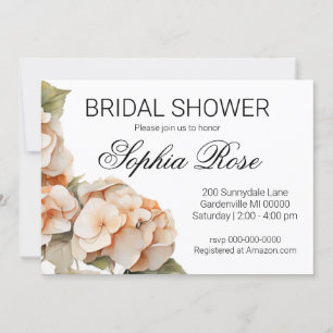 Pretty white orange floral Bridal shower Invitation