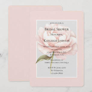Pretty White Pink Rose Flower Bridal Shower Invitation
