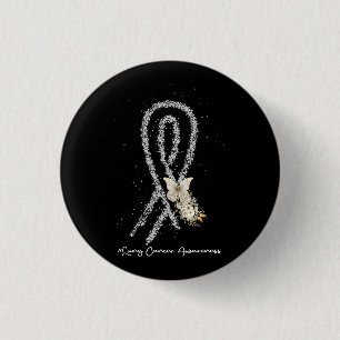 Pretty White Ribbon Support Lung Cancer Awareness  3 Cm Round Badge