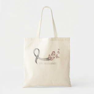 Pretty White Ribbon Support Lung Cancer Awareness Tote Bag