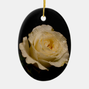 Pretty White Rose Ceramic Tree Decoration
