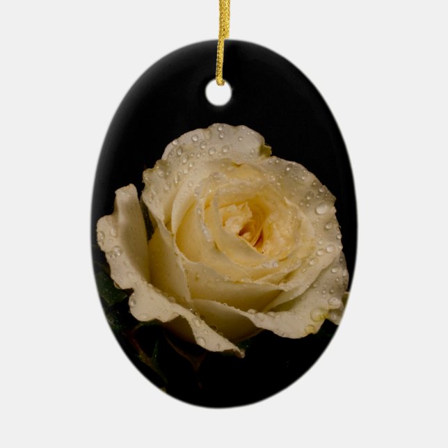 Pretty White Rose Ceramic Tree Decoration (Front)
