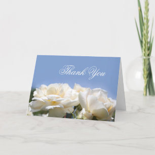 pretty white rose flowers thank you cards