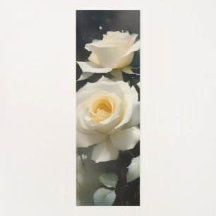 Pretty white roses garden watercolor painting yoga mat