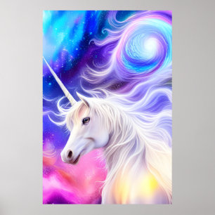 Pretty White Unicorn Poster