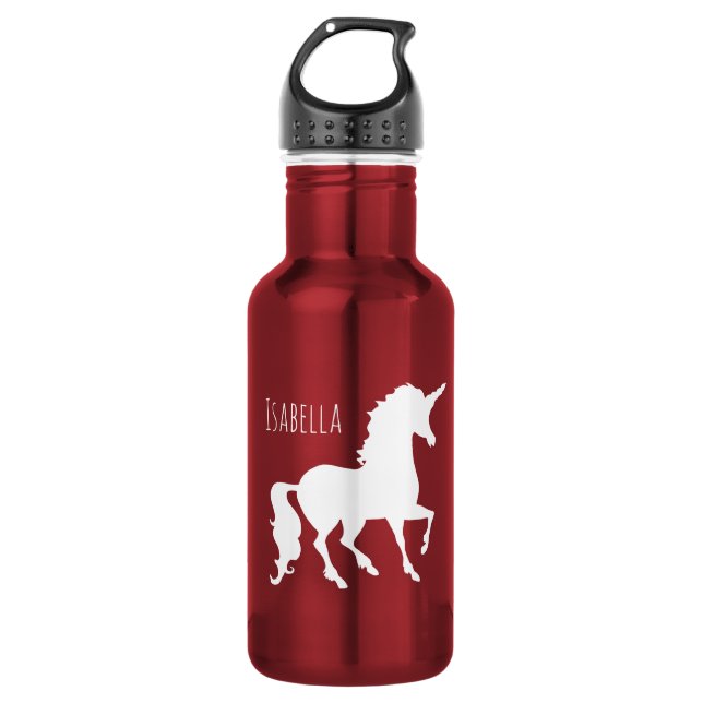 Pretty White Unicorn Silhouette Girls Beautiful 532 Ml Water Bottle (Front)