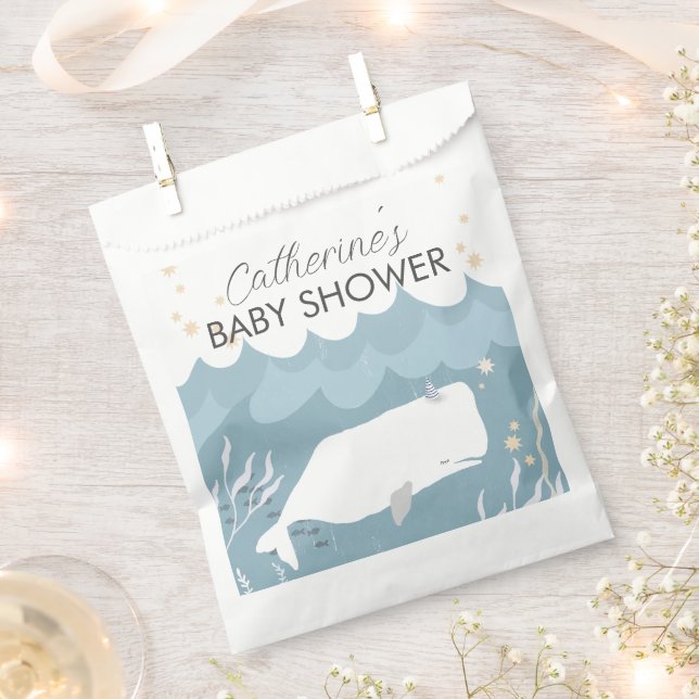 Pretty White Whale Baby Shower  Favour Bags (Clipped)