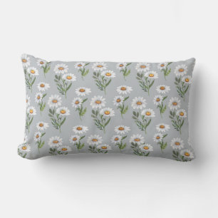 PRETTY WHITE & YELLOW DAISIES WITH TINY BEES LUMBAR CUSHION