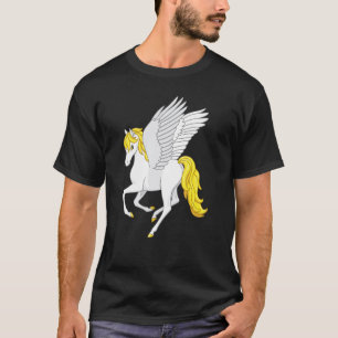 Pretty White Yellow Pegasus Flying Horse T-Shirt