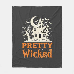 Pretty Wicked Halloween Haunted House_1 Fleece Blanket