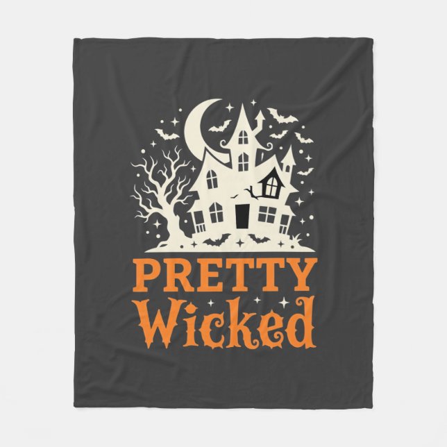 Pretty Wicked Halloween Haunted House_1 Fleece Blanket (Front)