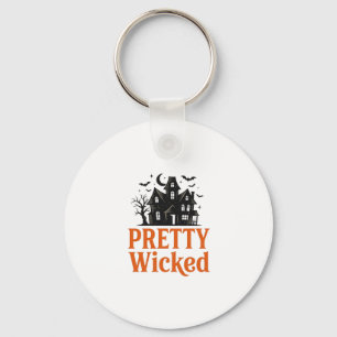 Pretty Wicked Vintage Halloween Haunted House Shir Key Ring