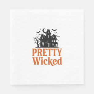 Pretty Wicked Vintage Halloween Haunted House Shir Napkin