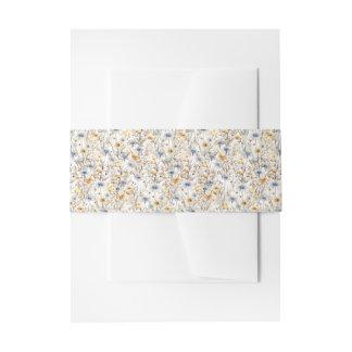 Pretty Wild Flower Floral  Invitation Belly Band