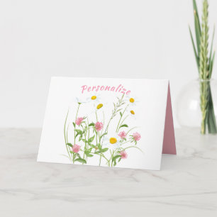 Pretty Wild Flowers Daisy Carnation Pink Card