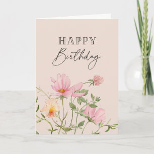 Pretty Wild Flowers Happy Birthday Card